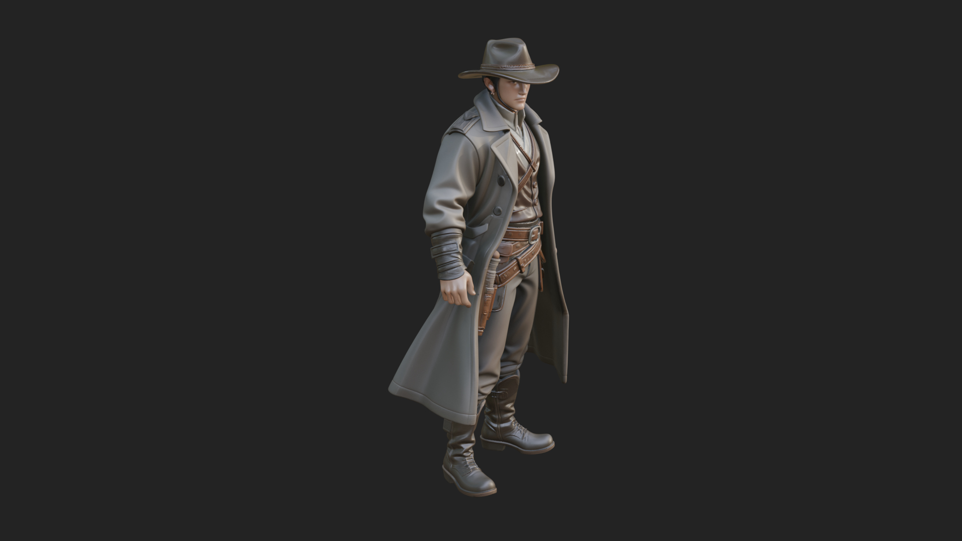 Cowboy Gunslinger Statue Design 4 3D Print Model 3D Model
