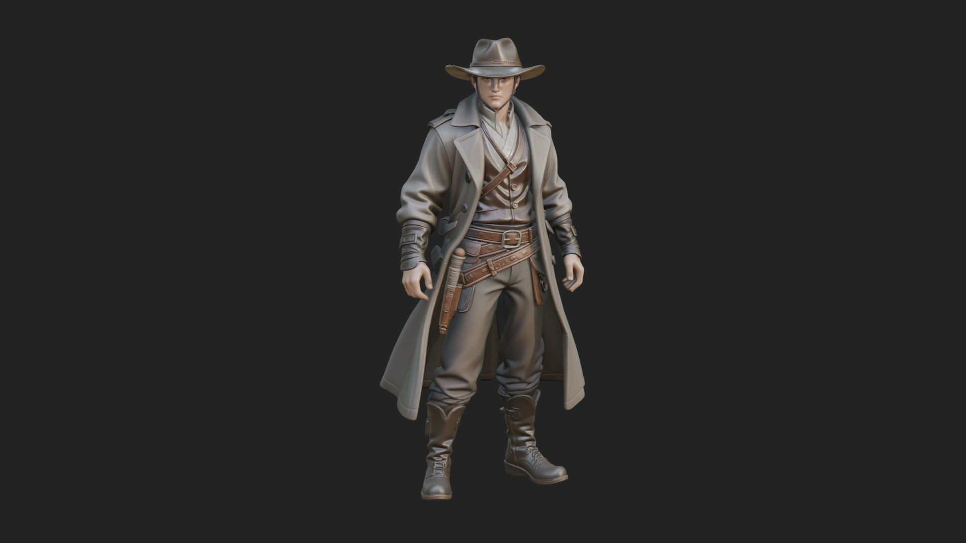 Cowboy Gunslinger Statue Design 4 3D Print Model 3D Model