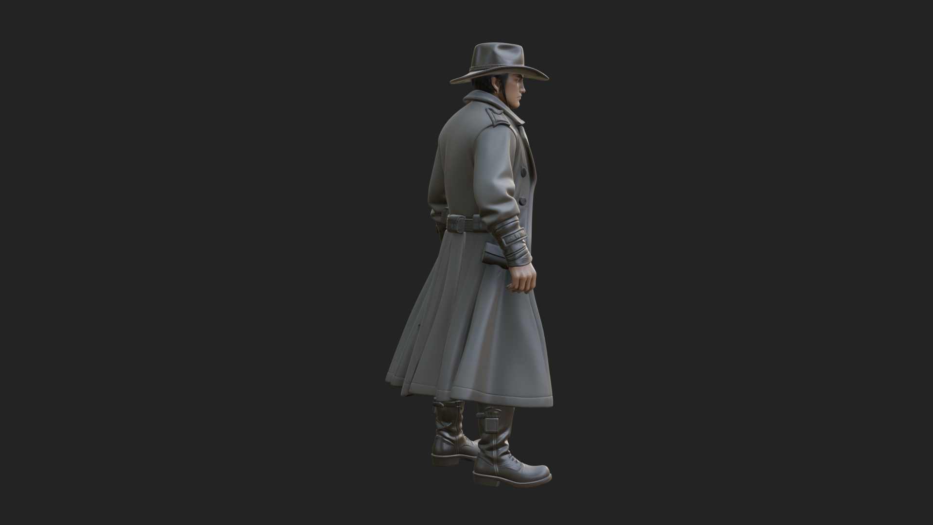 Cowboy Gunslinger Statue Design 4 3D Print Model 3D Model