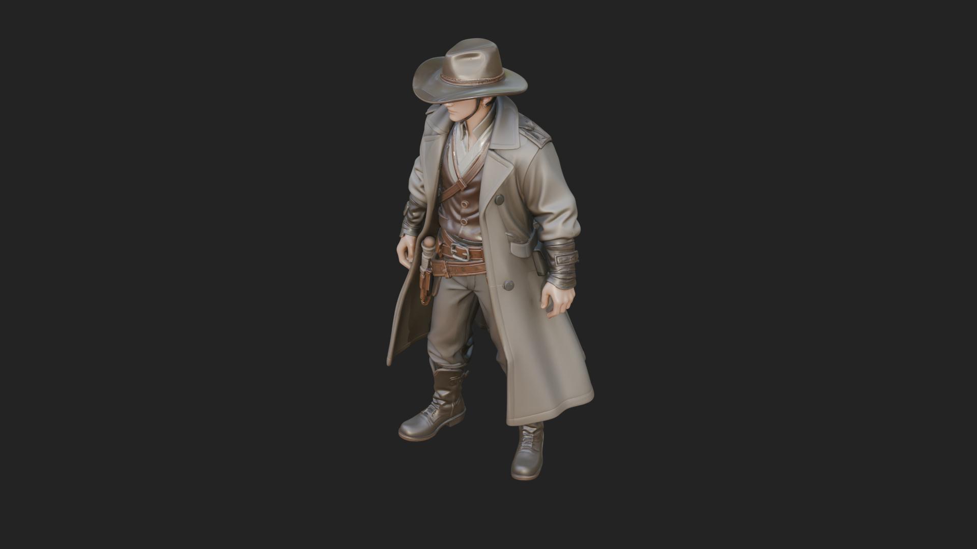 Cowboy Gunslinger Statue Design 4 3D Print Model 3D Model
