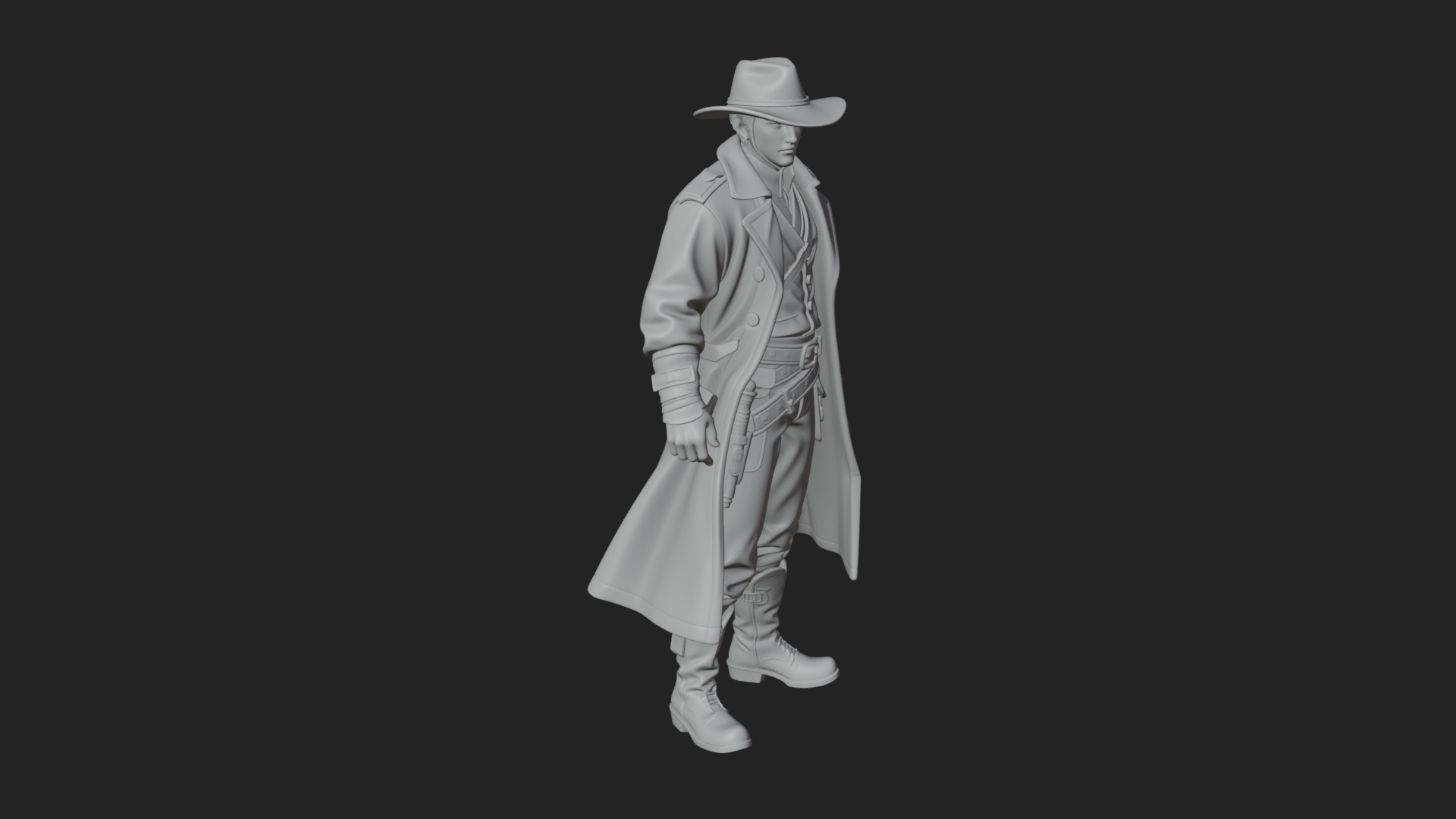 Cowboy Gunslinger Statue Design 4 3D Print Model 3D Model
