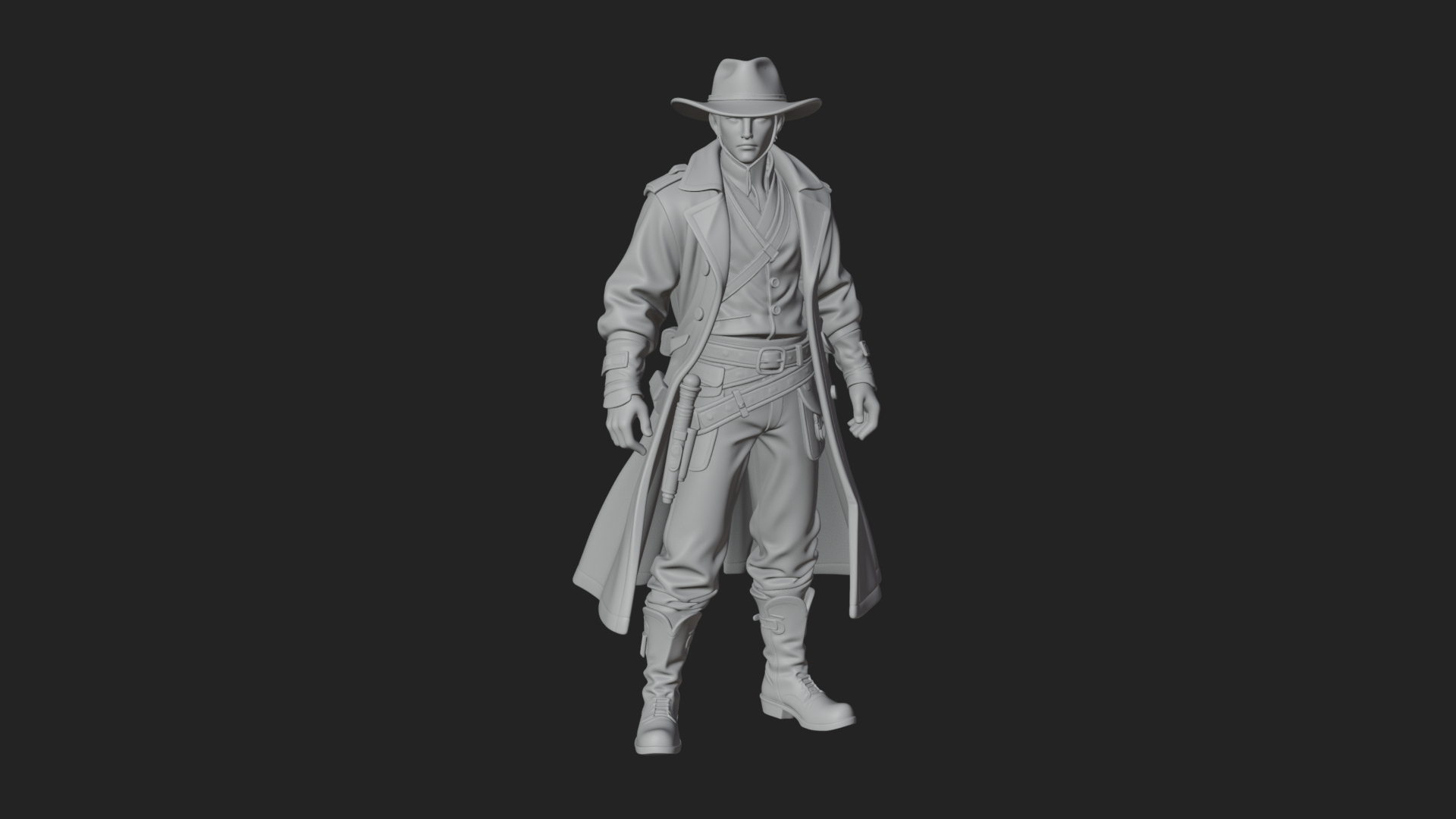 Cowboy Gunslinger Statue Design 4 3D Print Model 3D Model