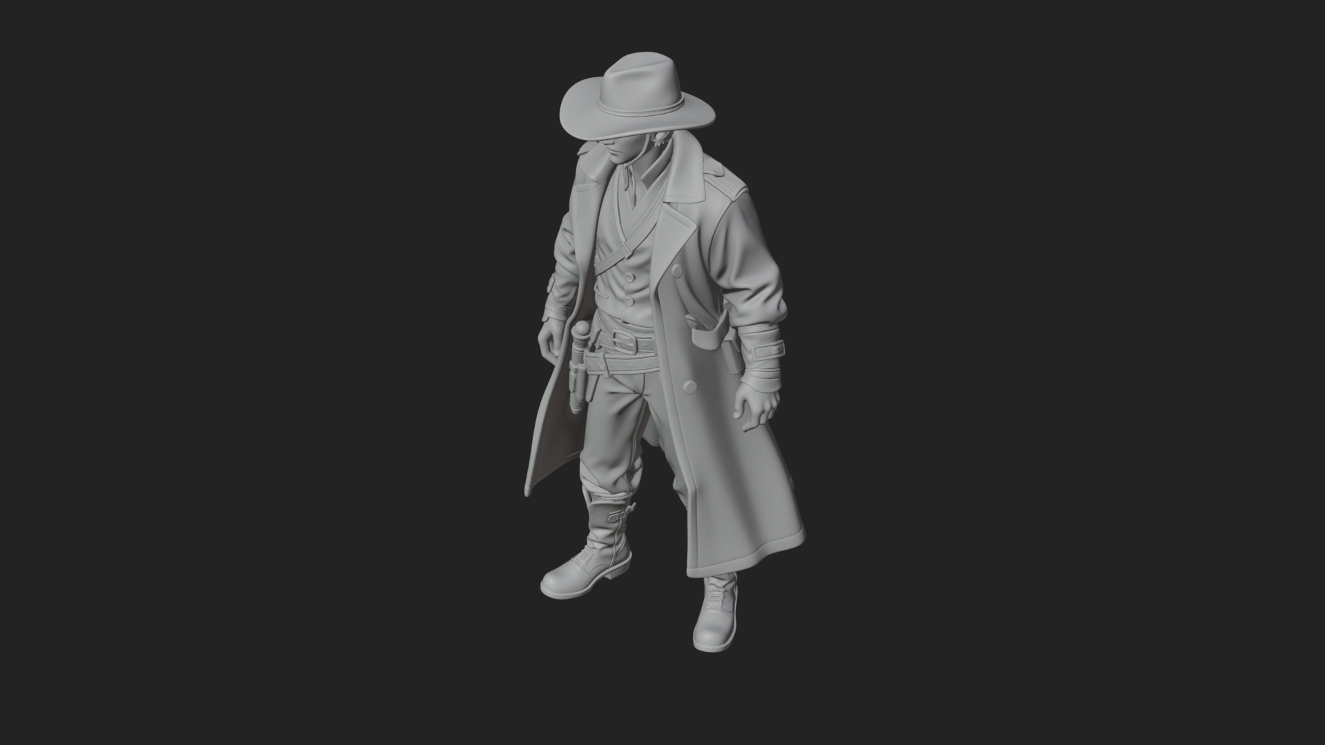 Cowboy Gunslinger Statue Design 4 3D Print Model 3D Model