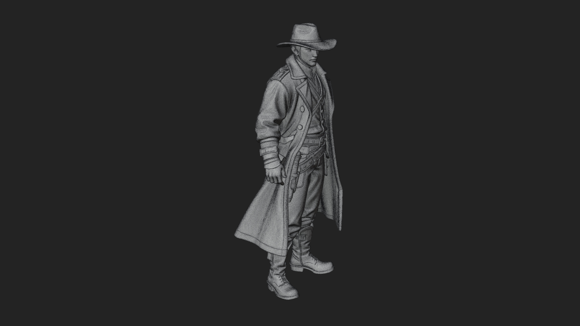 Cowboy Gunslinger Statue Design 4 3D Print Model 3D Model