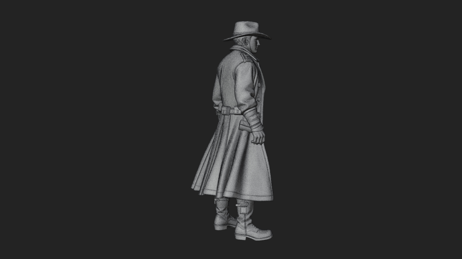 Cowboy Gunslinger Statue Design 4 3D Print Model 3D Model
