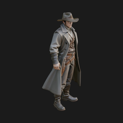 Cowboy Gunslinger Statue Design 4 3D Print Model