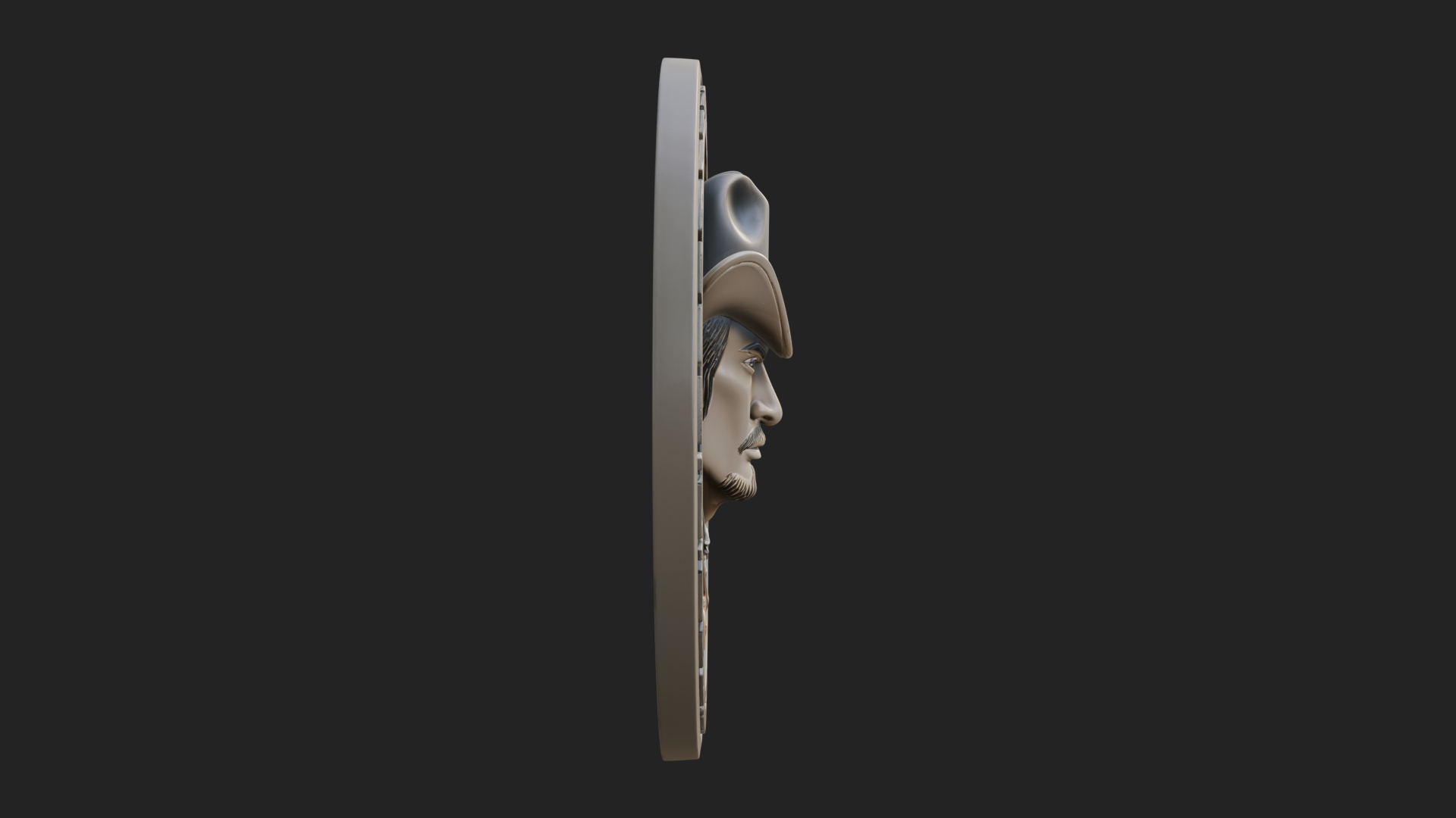 Cowboy Hat Oval Relief Plaque Design 1 3D Print Model 3D Model