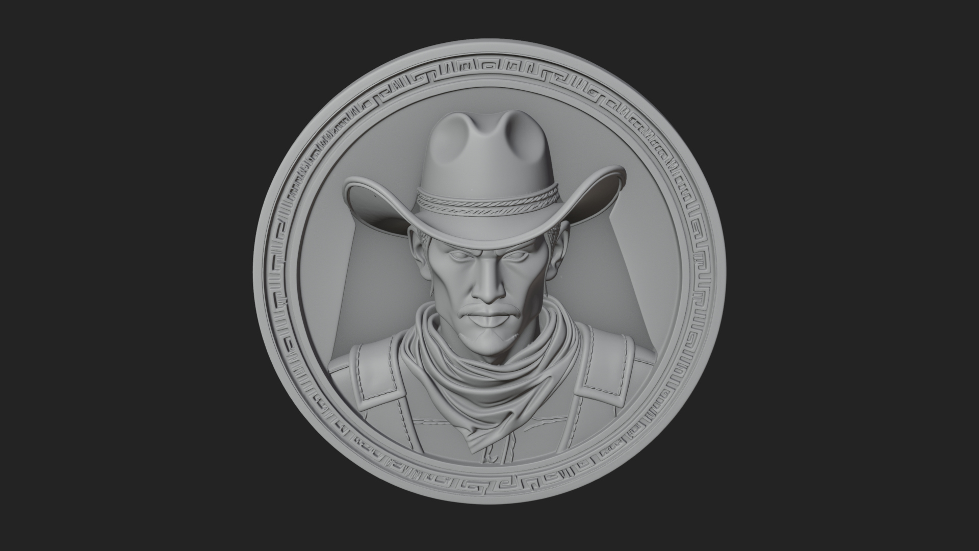 Cowboy Hat Oval Relief Plaque Design 2 3D Print Model 3D Model