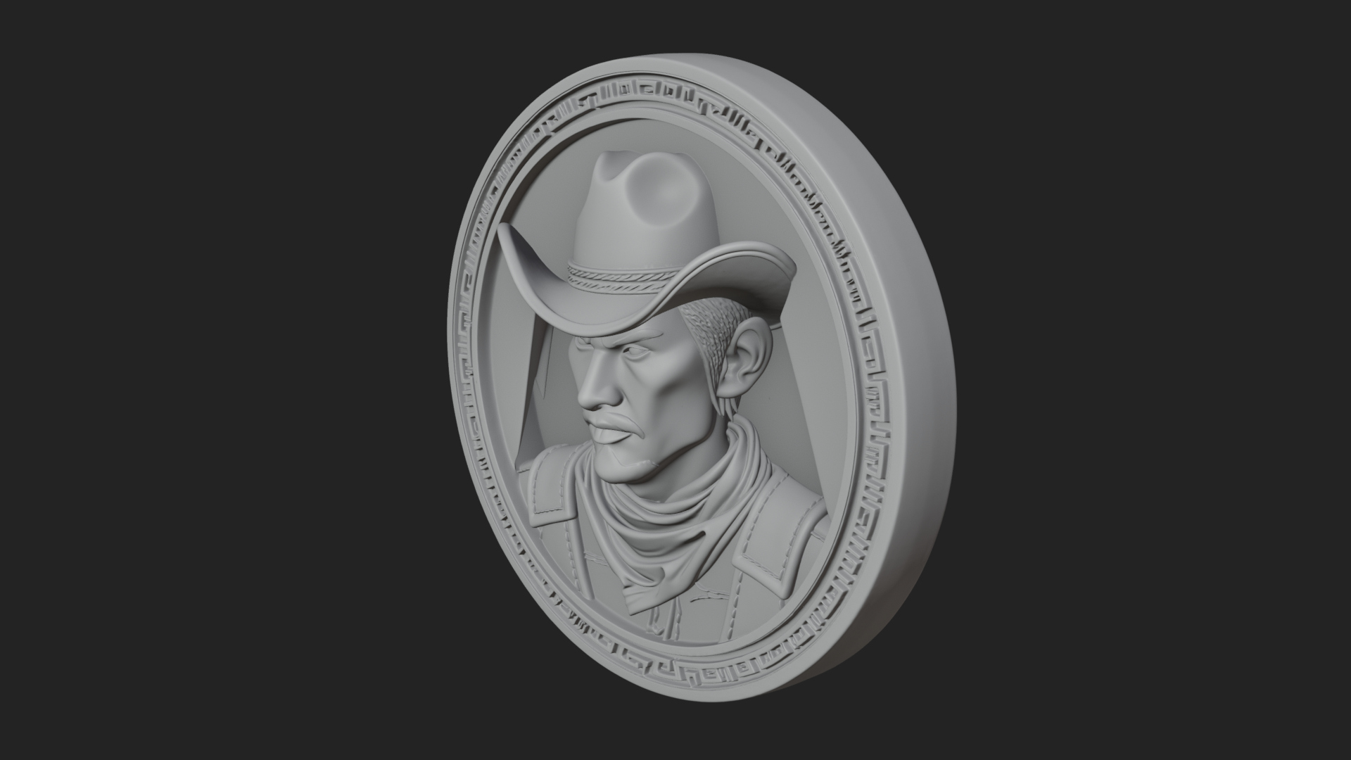 Cowboy Hat Oval Relief Plaque Design 2 3D Print Model 3D Model