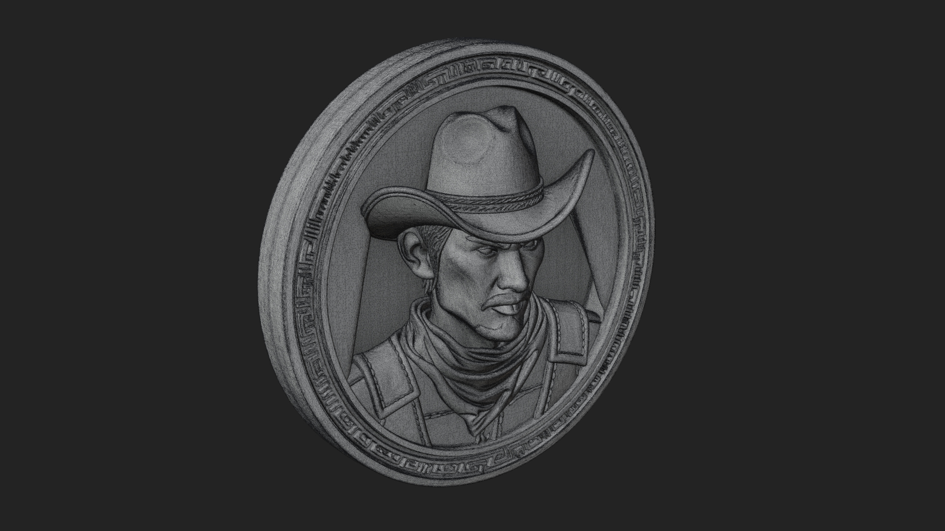 Cowboy Hat Oval Relief Plaque Design 2 3D Print Model 3D Model