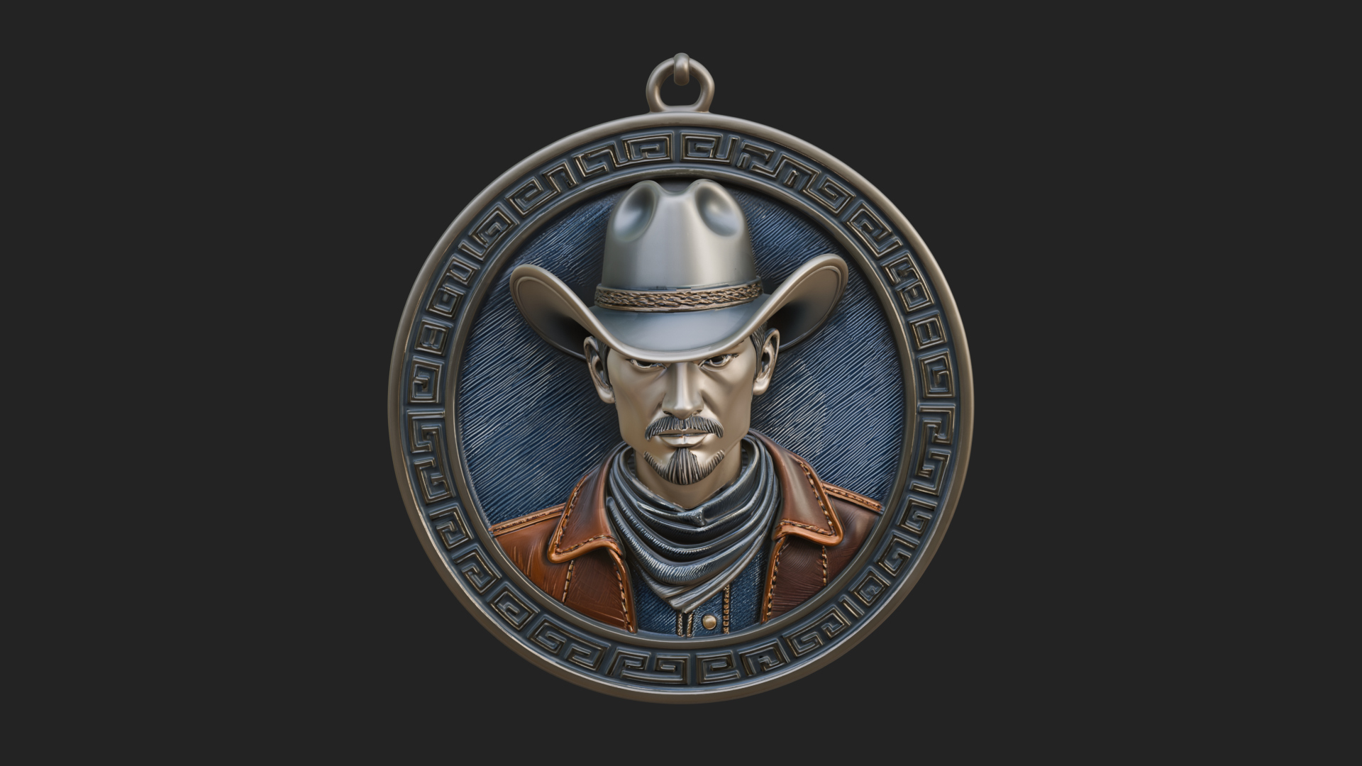 Cowboy Hat Oval Relief Plaque Design 3 3D Print Model 3D Model