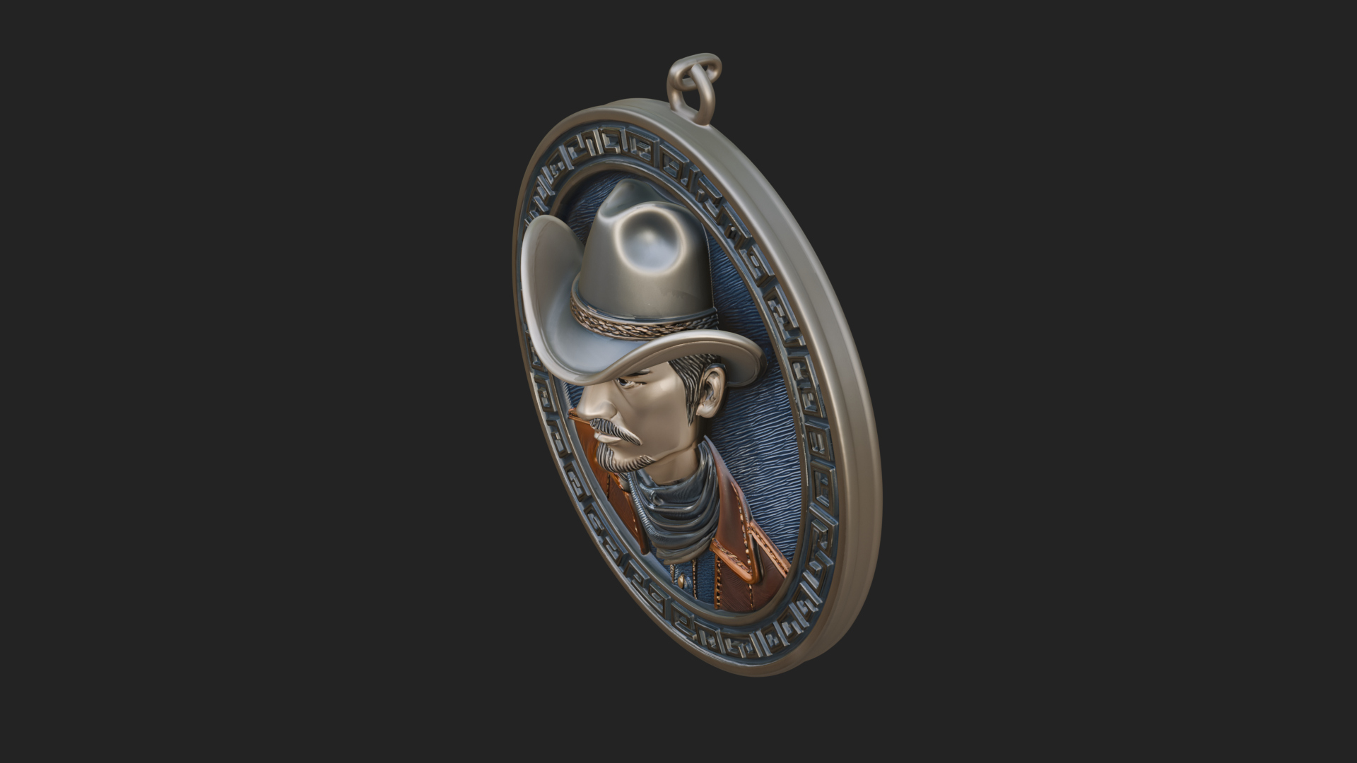 Cowboy Hat Oval Relief Plaque Design 3 3D Print Model 3D Model