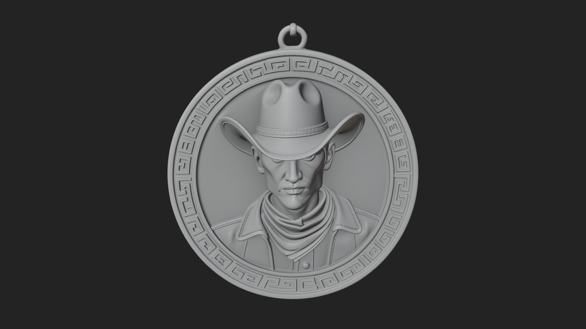 Cowboy Hat Oval Relief Plaque Design 3 3D Print Model 3D Model