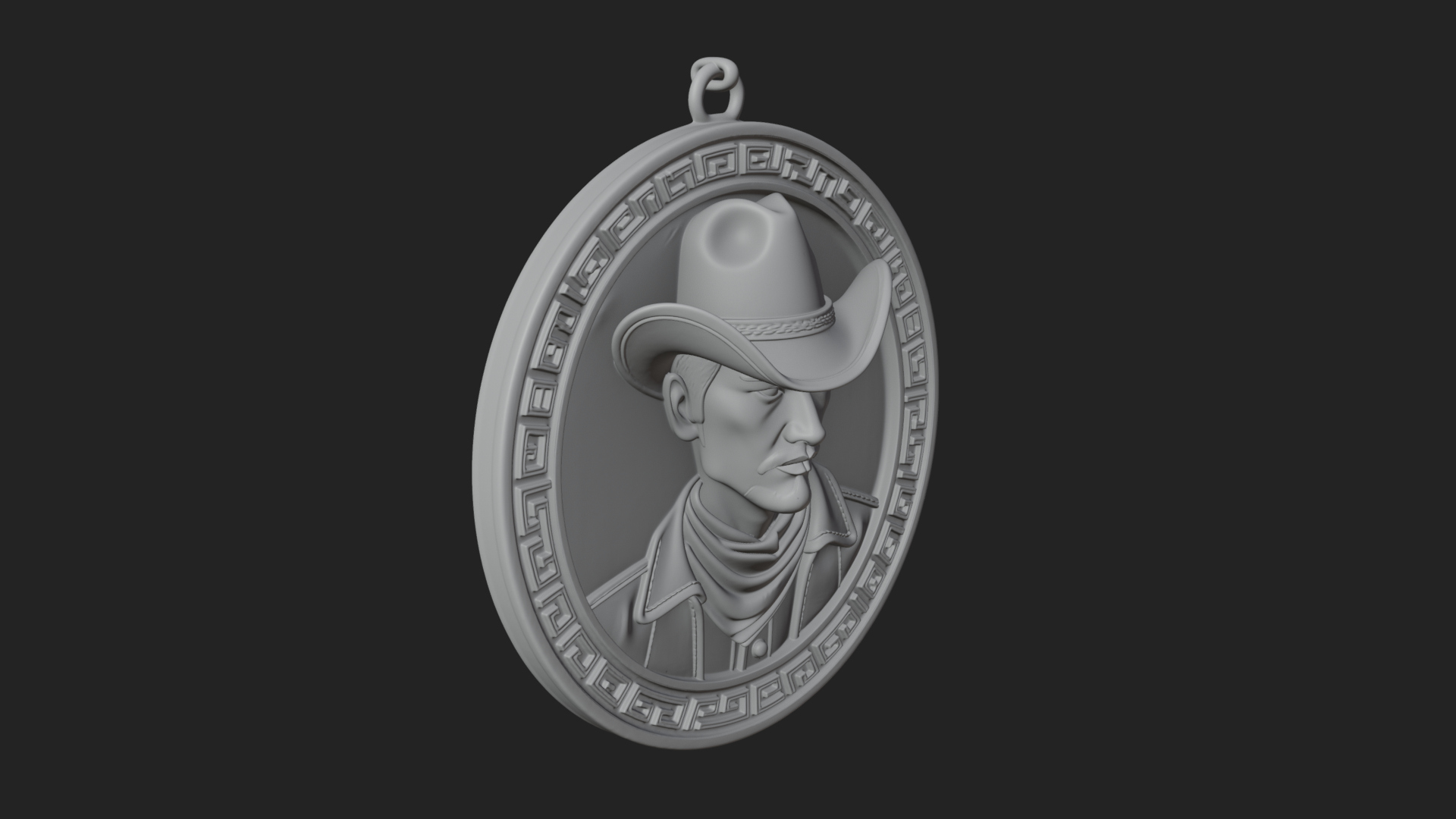 Cowboy Hat Oval Relief Plaque Design 3 3D Print Model 3D Model