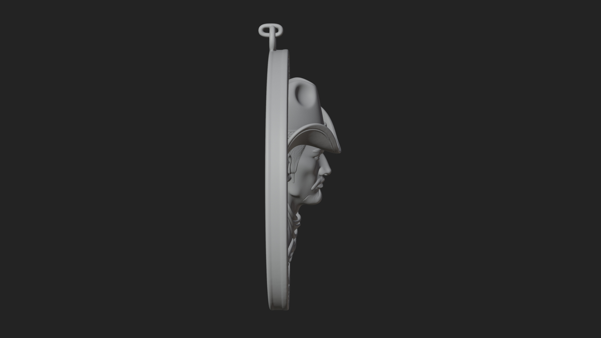Cowboy Hat Oval Relief Plaque Design 3 3D Print Model 3D Model