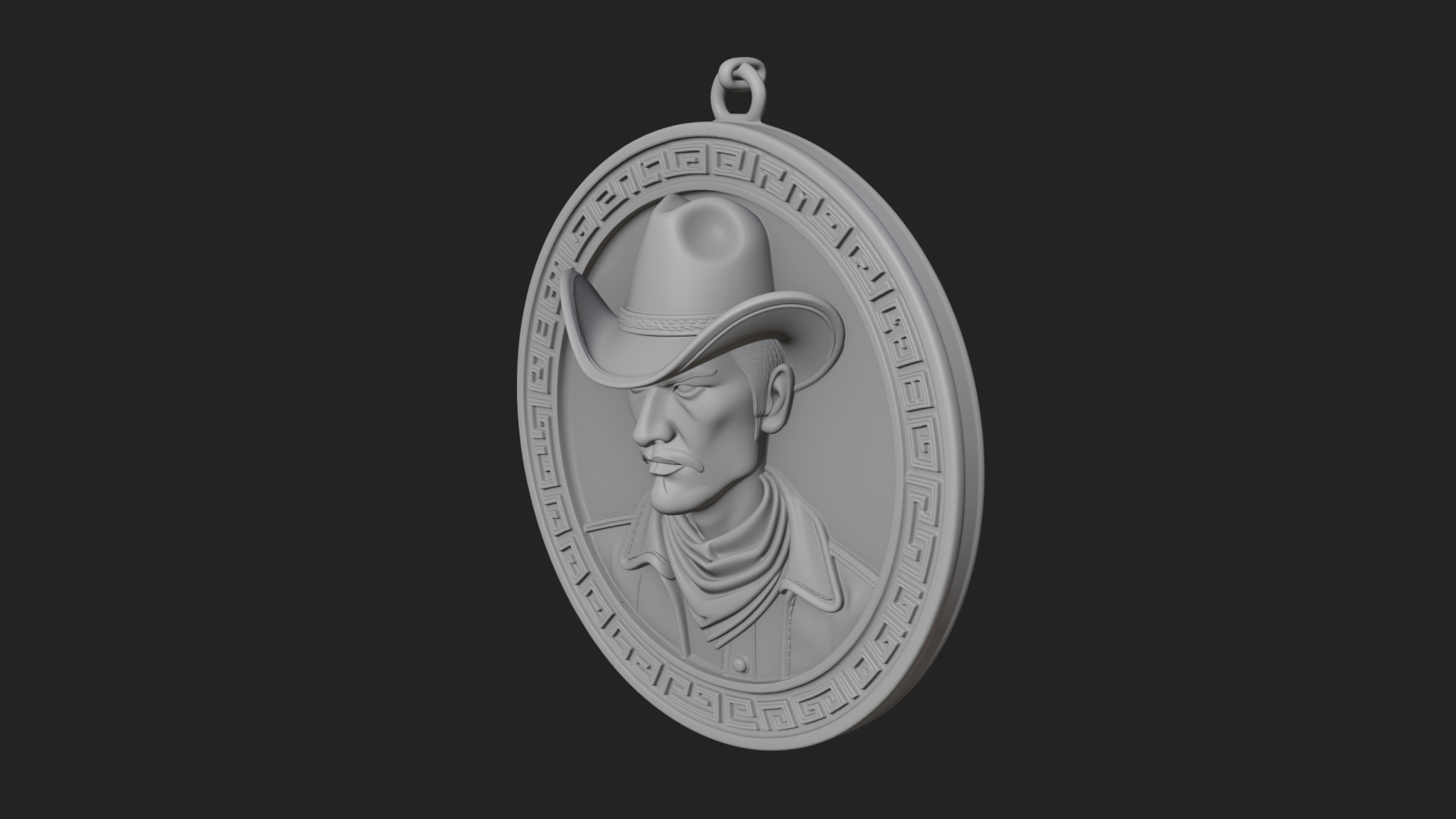 Cowboy Hat Oval Relief Plaque Design 3 3D Print Model 3D Model
