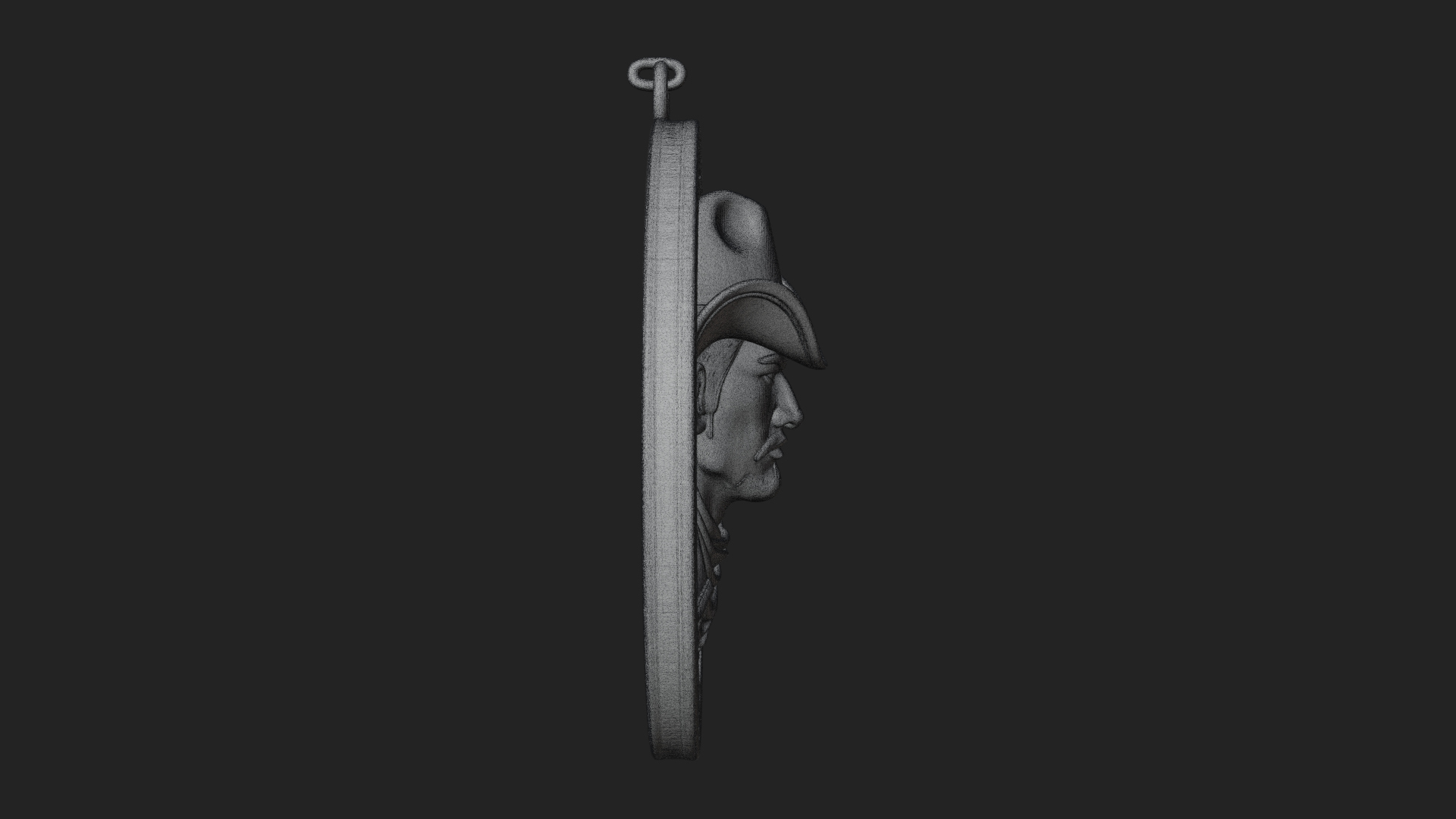 Cowboy Hat Oval Relief Plaque Design 3 3D Print Model 3D Model