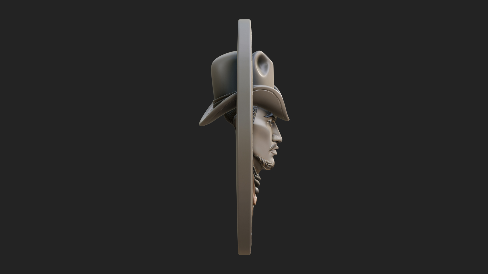 Cowboy Hat Oval Relief Plaque Design 4 3D Print Model 3D Model