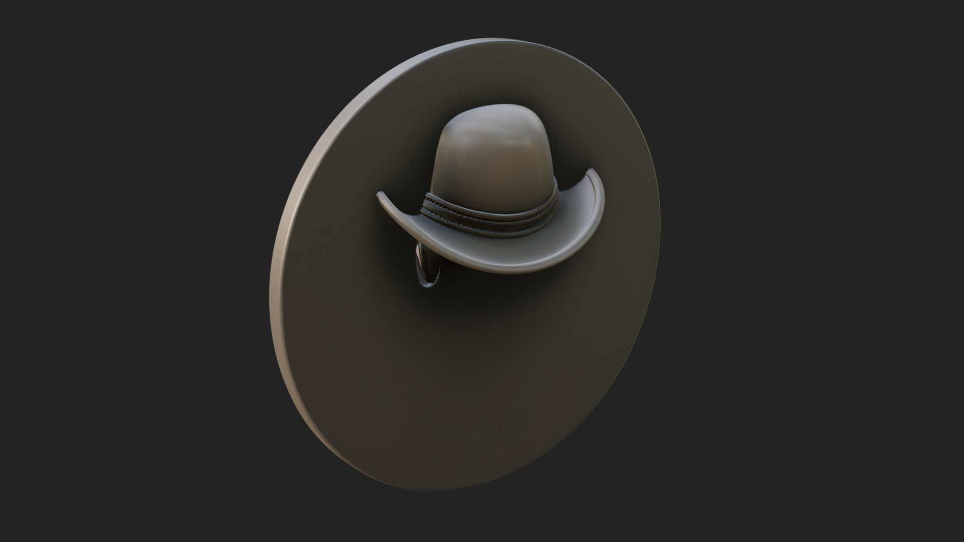 Cowboy Hat Oval Relief Plaque Design 4 3D Print Model 3D Model