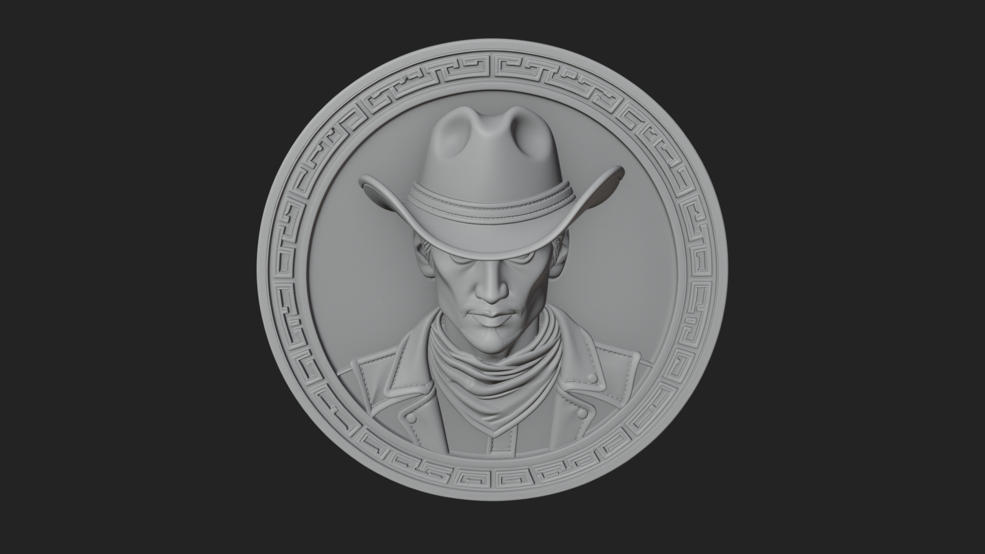 Cowboy Hat Oval Relief Plaque Design 4 3D Print Model 3D Model