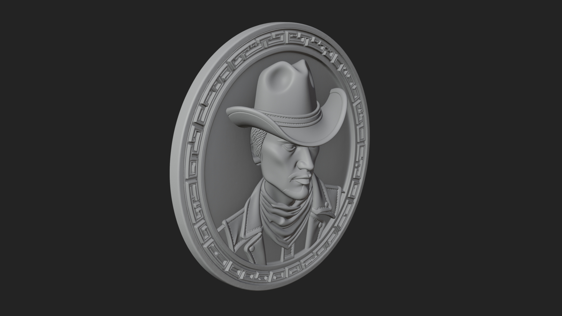 Cowboy Hat Oval Relief Plaque Design 4 3D Print Model 3D Model