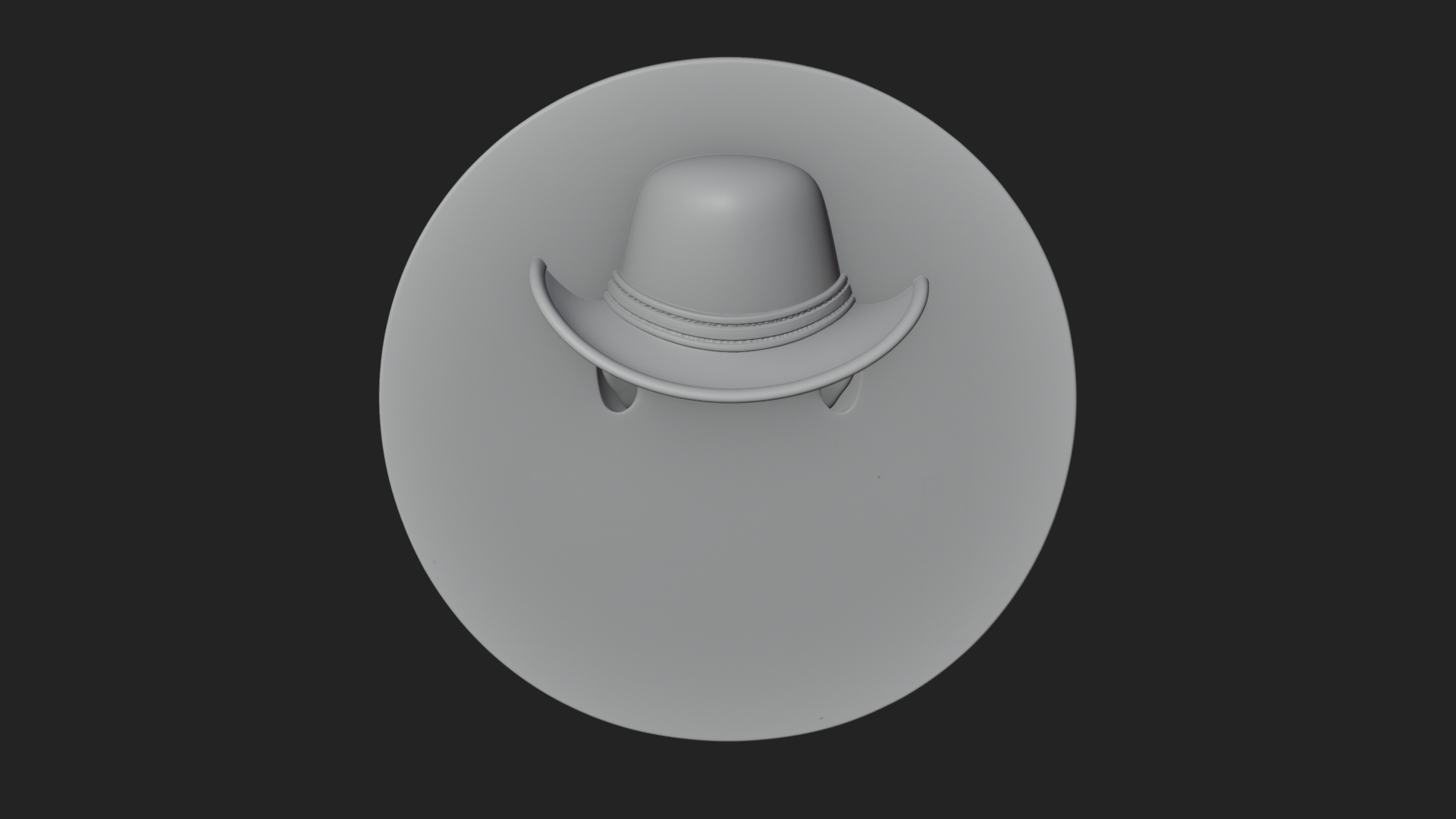 Cowboy Hat Oval Relief Plaque Design 4 3D Print Model 3D Model