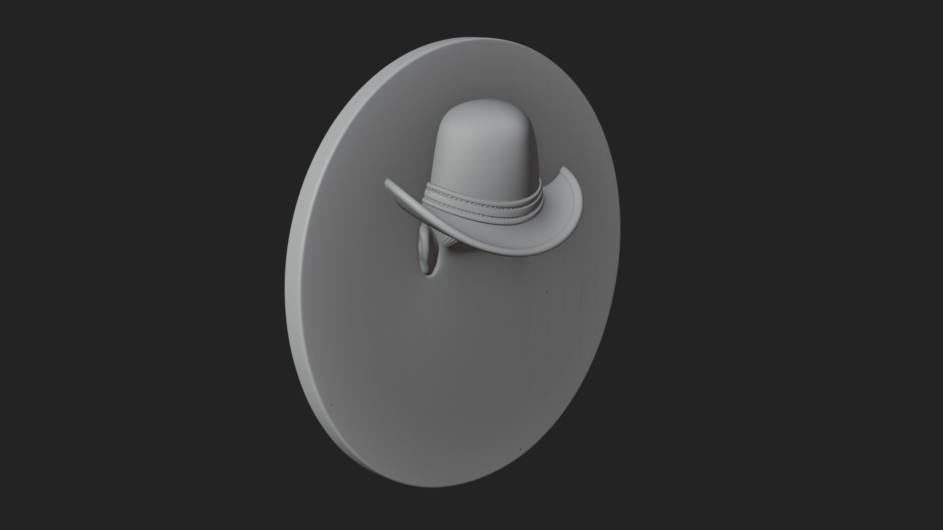 Cowboy Hat Oval Relief Plaque Design 4 3D Print Model 3D Model