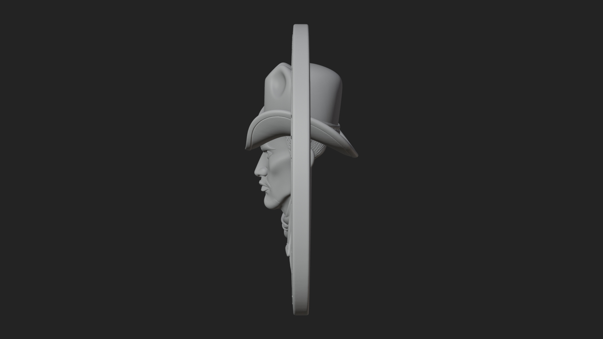 Cowboy Hat Oval Relief Plaque Design 4 3D Print Model 3D Model