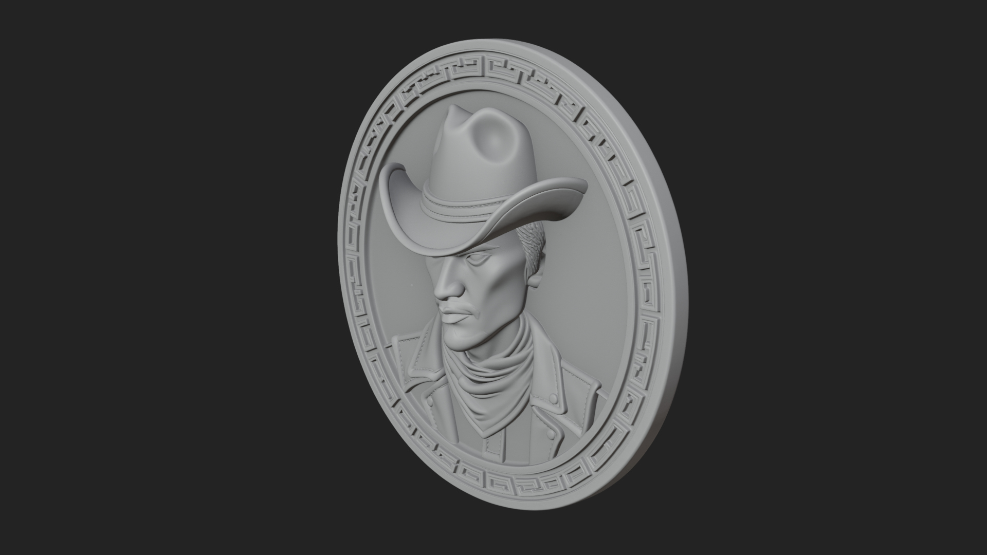 Cowboy Hat Oval Relief Plaque Design 4 3D Print Model 3D Model
