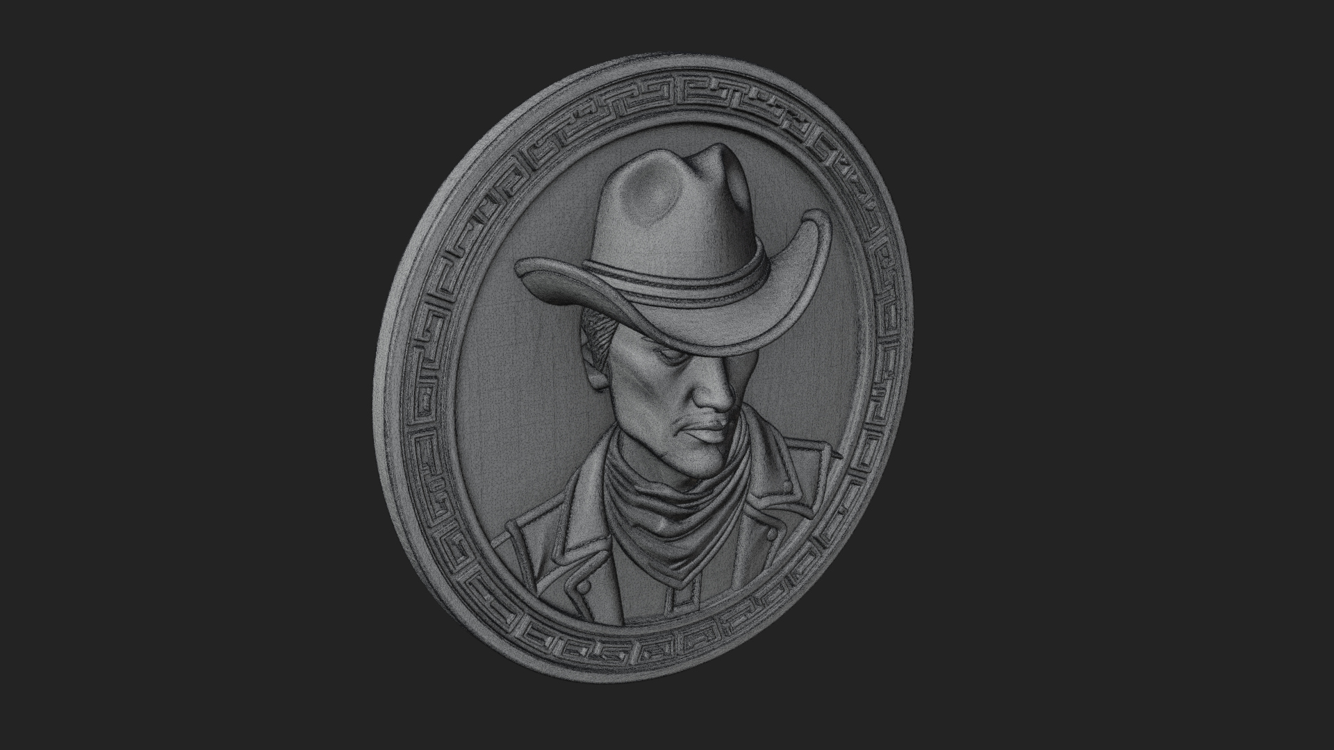 Cowboy Hat Oval Relief Plaque Design 4 3D Print Model 3D Model