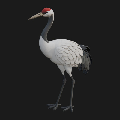 Crane Bird Statue Design 1 3D Print Model
