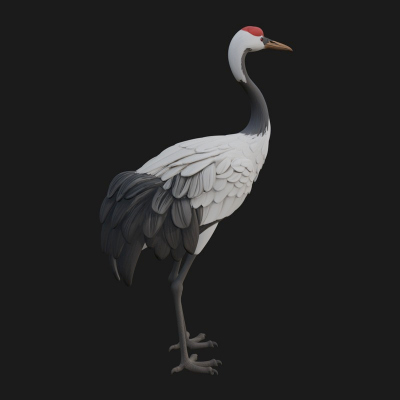 Crane Bird Statue Design 2 3D Print Model