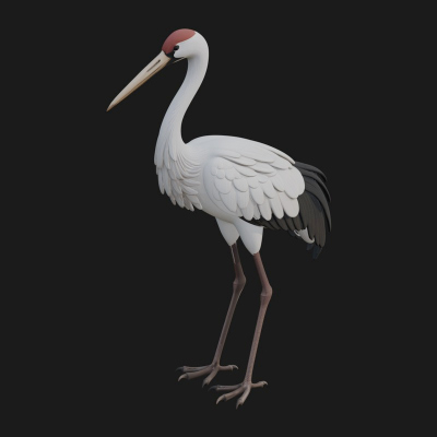 Crane Bird Statue Design 3 3D Print Model