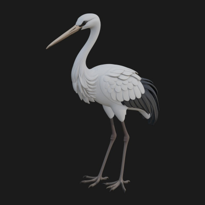 Crane Bird Statue Design 5 3D Print Model