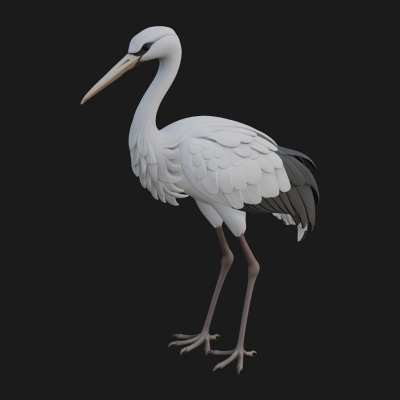 Crane Bird Statue Design 7 3d Print Model