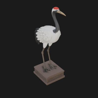 Crane on Pedestal Statue Design 1 3D Print Model
