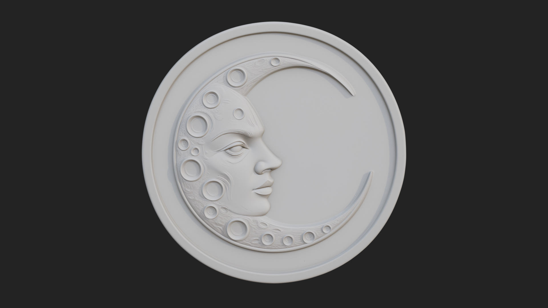 Crater Moon Face Disc Plaque Design 1 3D Print Model 3D Model