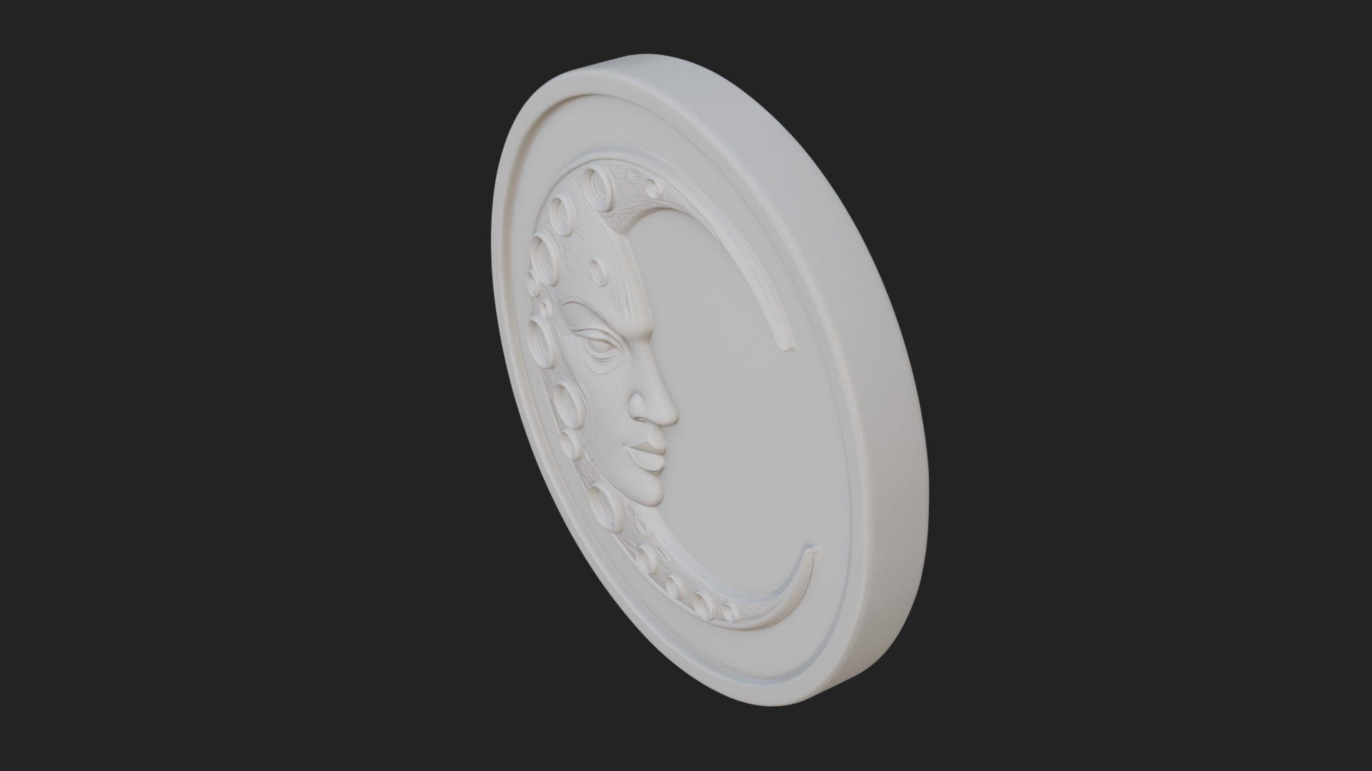 Crater Moon Face Disc Plaque Design 1 3D Print Model 3D Model