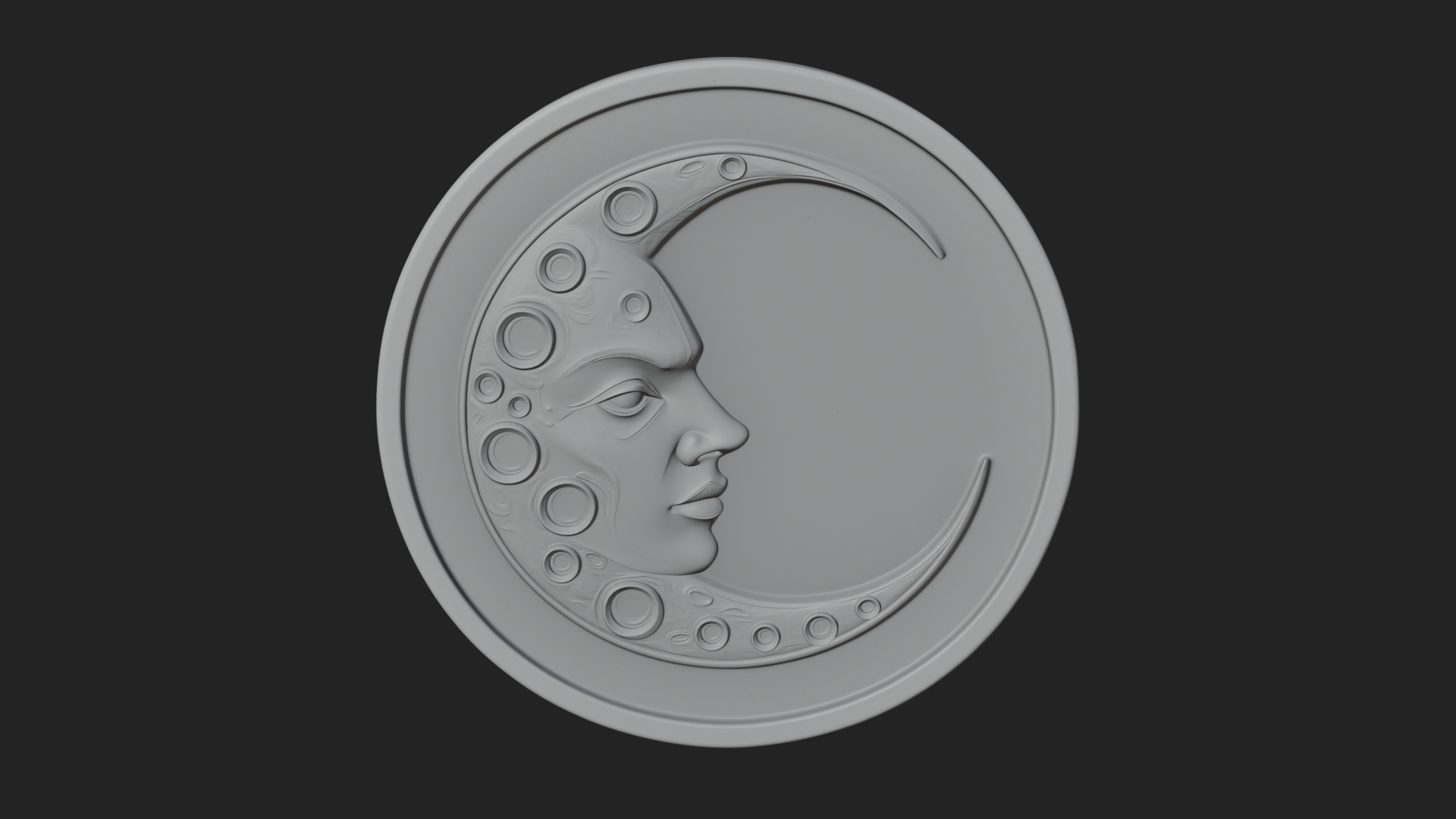 Crater Moon Face Disc Plaque Design 1 3D Print Model 3D Model