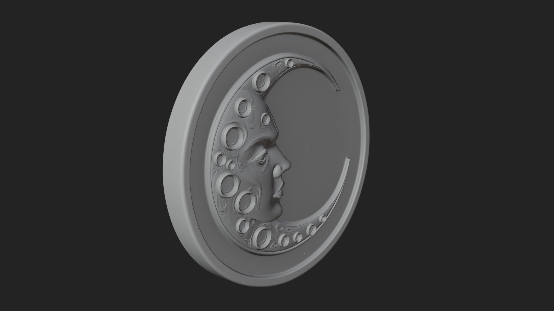 Crater Moon Face Disc Plaque Design 1 3D Print Model 3D Model