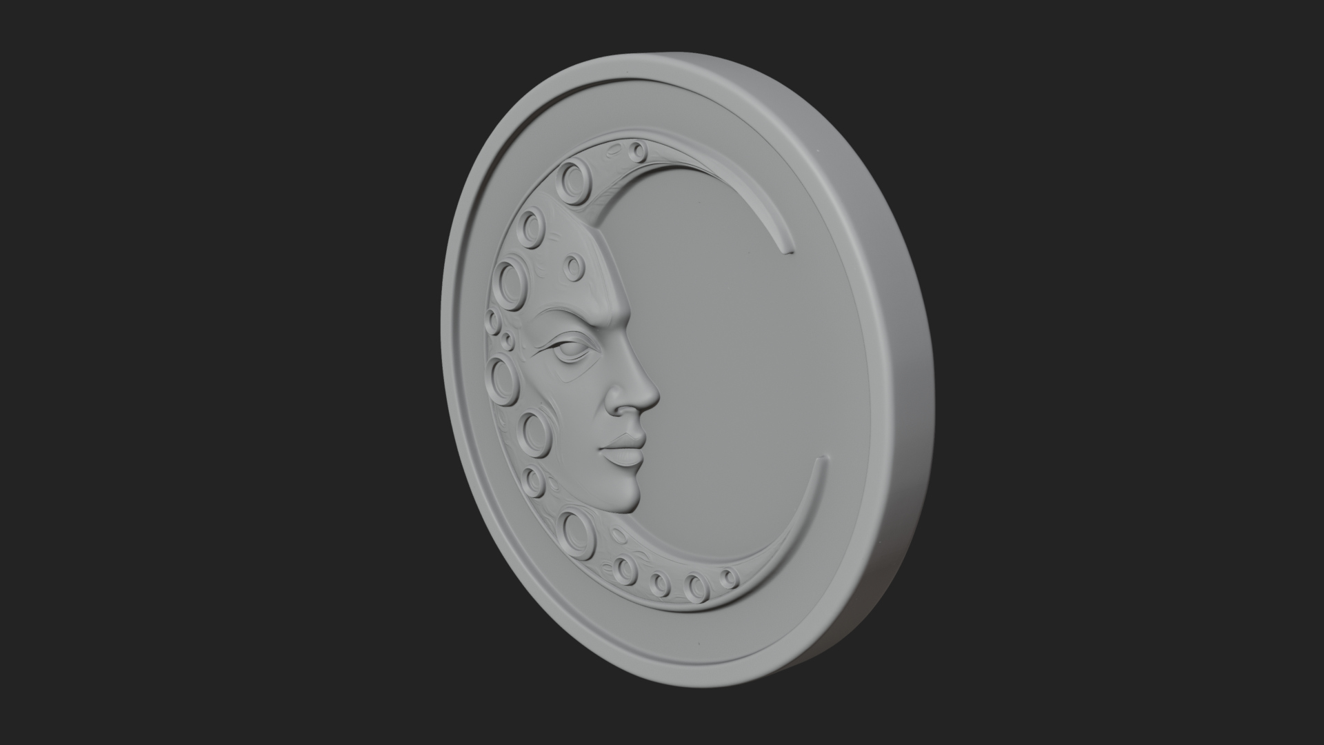 Crater Moon Face Disc Plaque Design 1 3D Print Model 3D Model