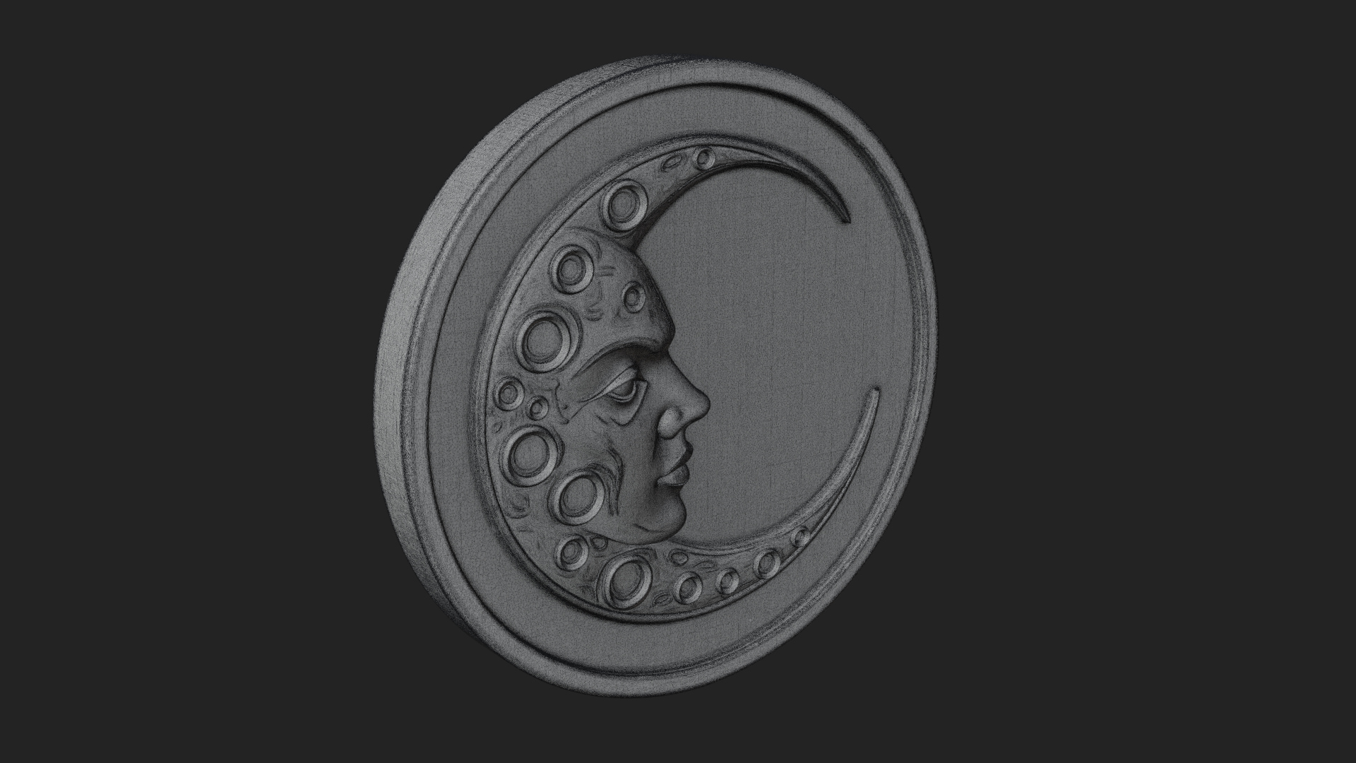 Crater Moon Face Disc Plaque Design 1 3D Print Model 3D Model