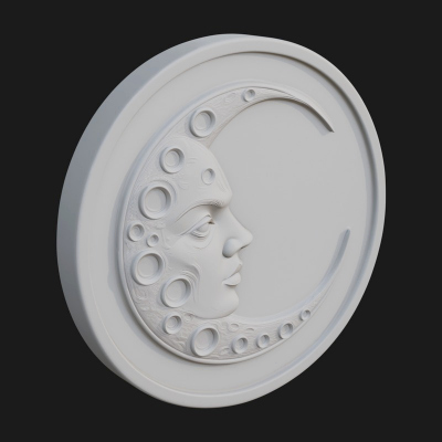 Crater Moon Face Disc Plaque Design 1 3D Print Model
