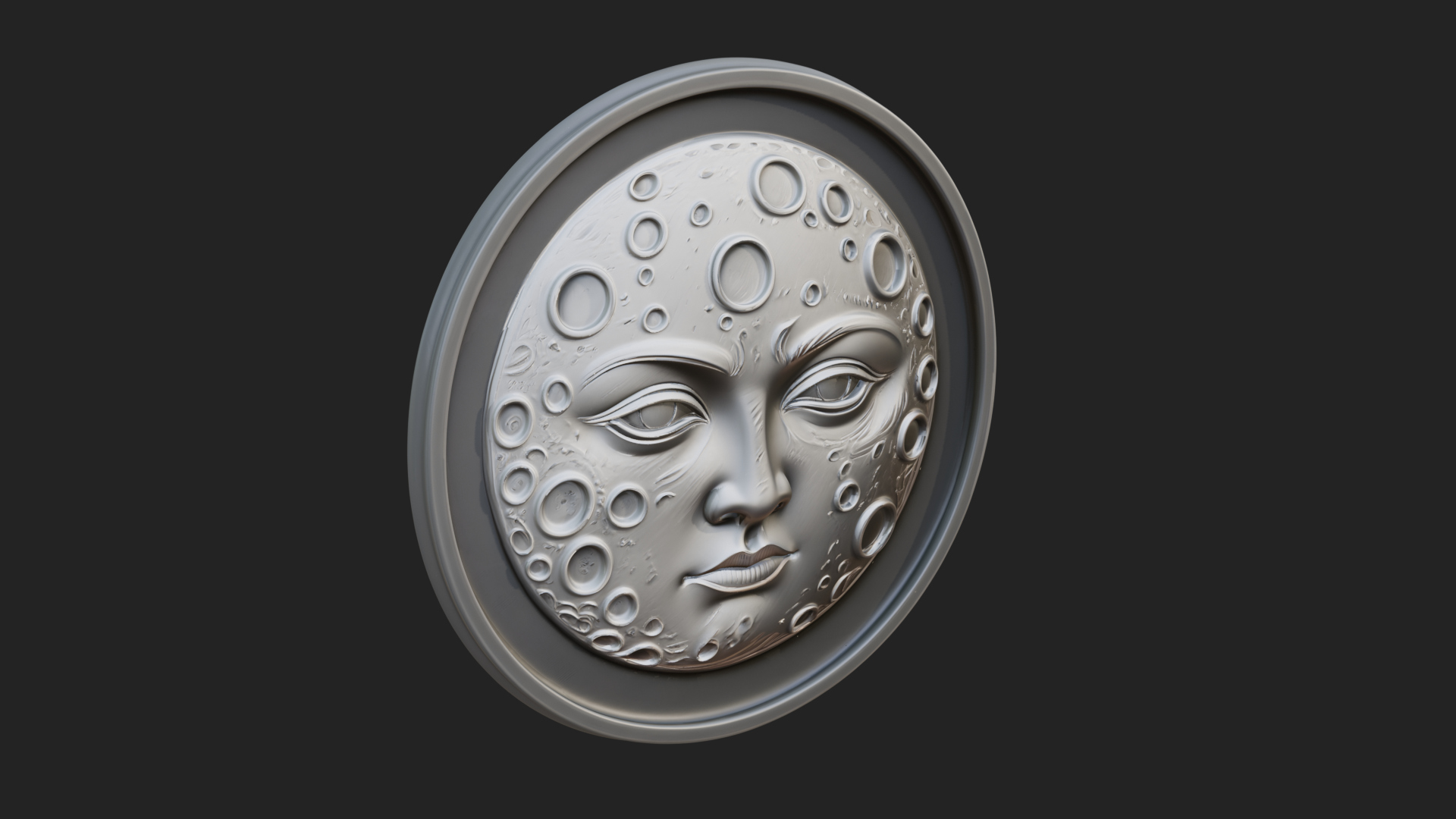 Crater Moon Face Disc Plaque Design 2 3D Print Model 3D Model