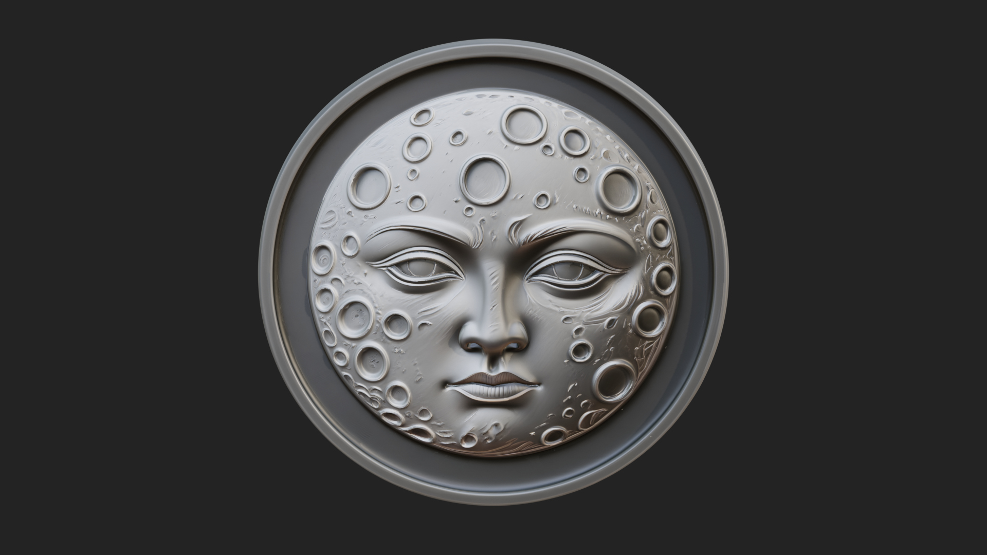 Crater Moon Face Disc Plaque Design 2 3D Print Model 3D Model