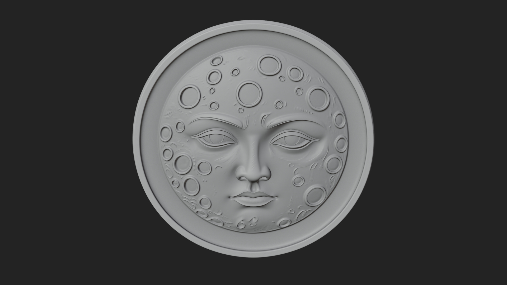 Crater Moon Face Disc Plaque Design 2 3D Print Model 3D Model