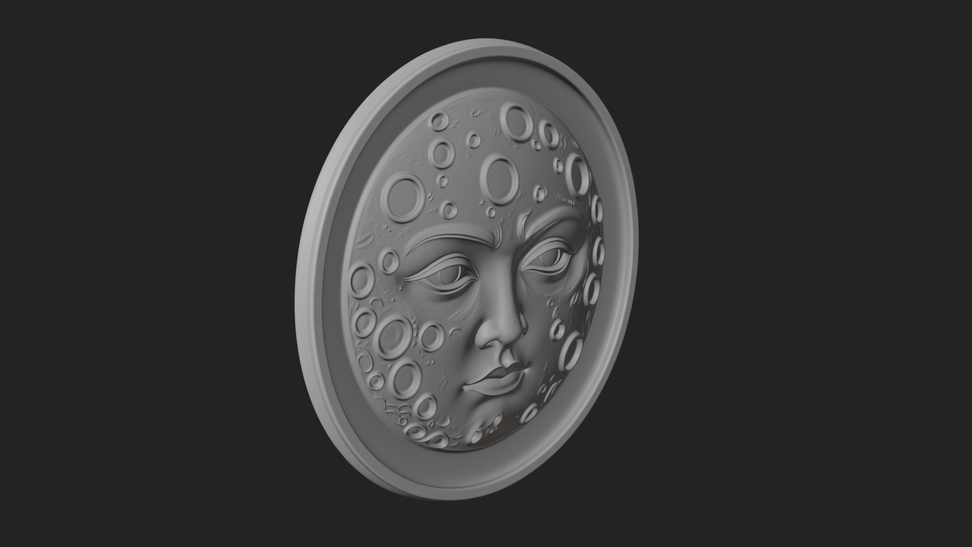 Crater Moon Face Disc Plaque Design 2 3D Print Model 3D Model