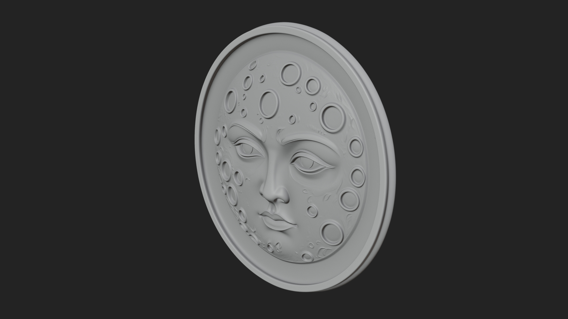 Crater Moon Face Disc Plaque Design 2 3D Print Model 3D Model