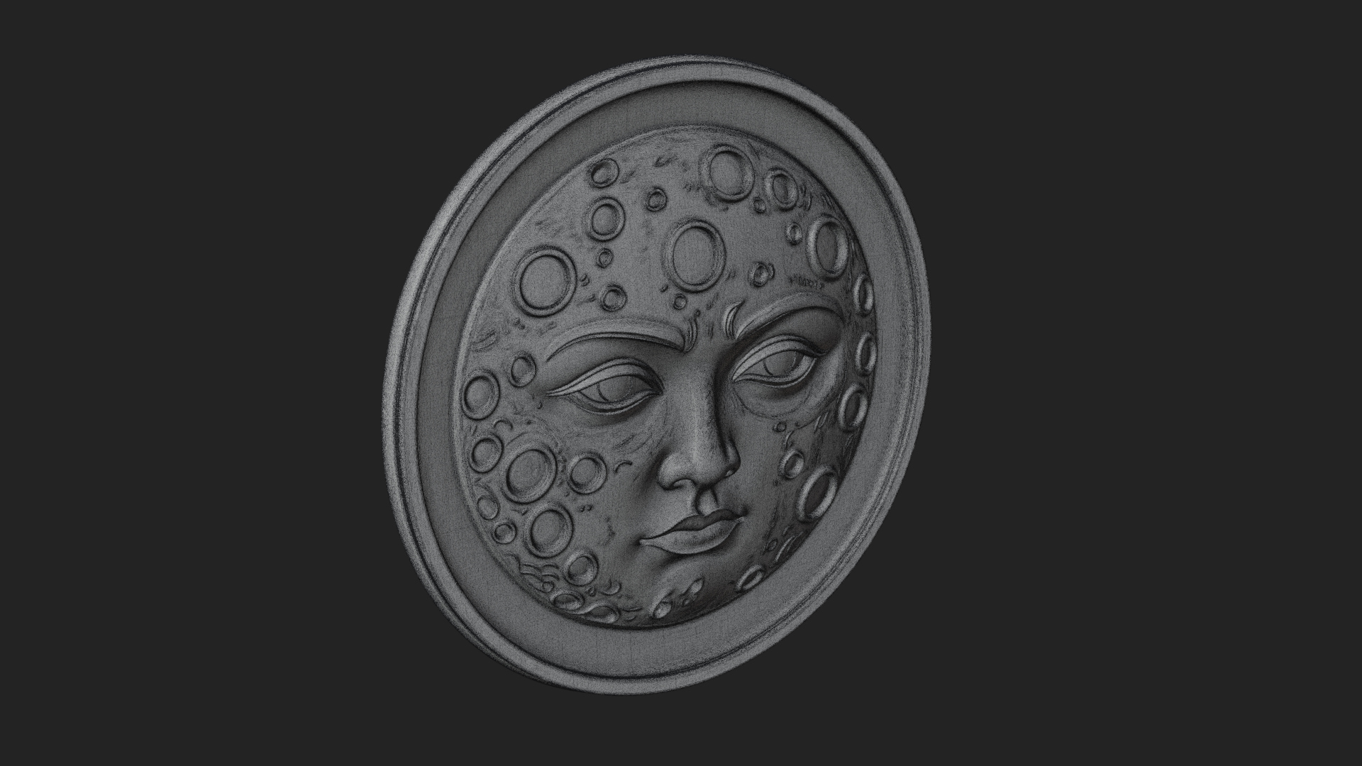 Crater Moon Face Disc Plaque Design 2 3D Print Model 3D Model