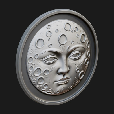 Crater Moon Face Disc Plaque Design 2 3D Print Model